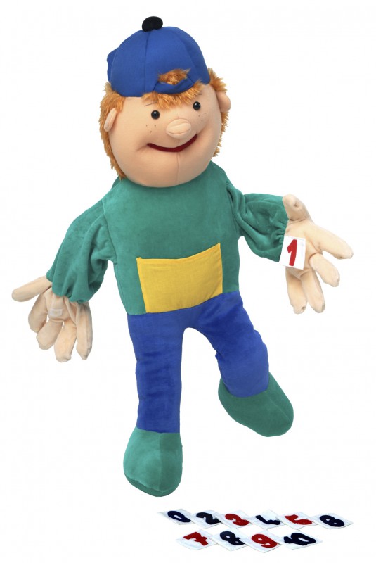 Handvertelpop Jake met cijfers