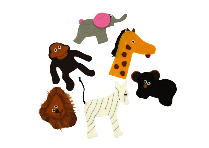 Vingerpoppen Dierentuin (set van 6 stuks)