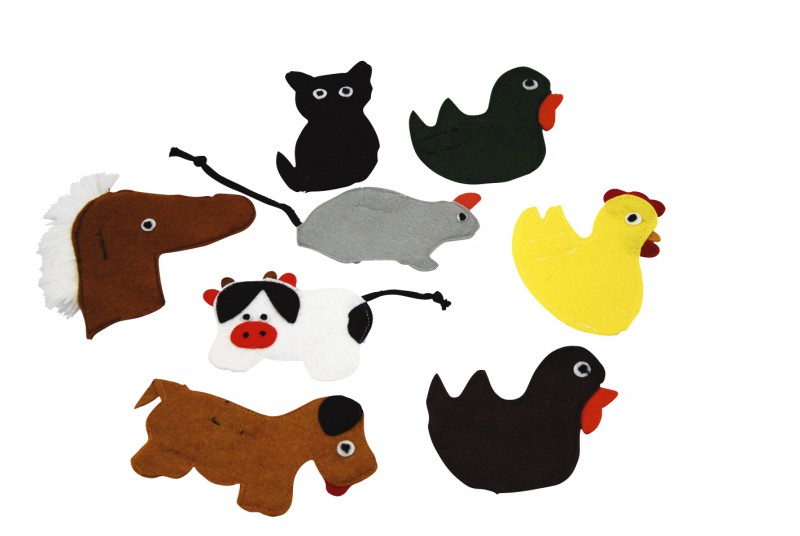 Vingerpoppen boerderijdieren (set van 6 stuks)