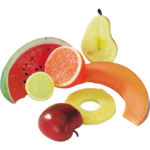 Fruitset B: Halve sinasappel, appel, peer, citroen, schijfje ananas,meloen, watermeloen