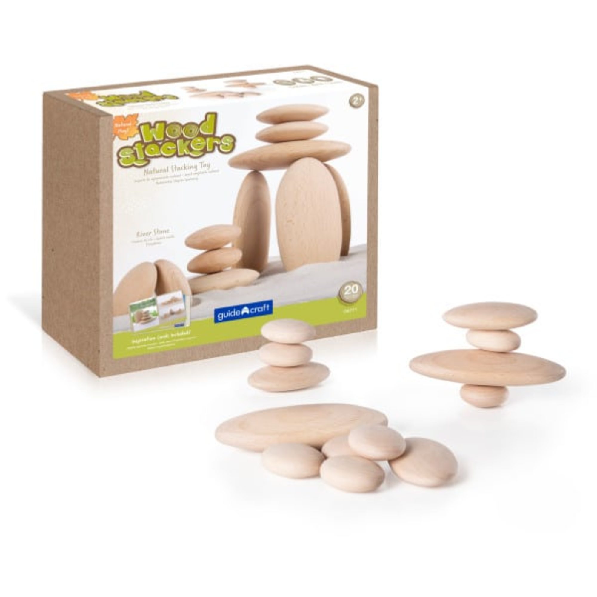 Houten River Stones | set van 20 stenen