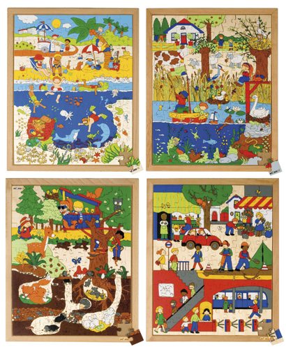 Puzzelserie boven en onder 120 | Educo | Set à 4 puzzels