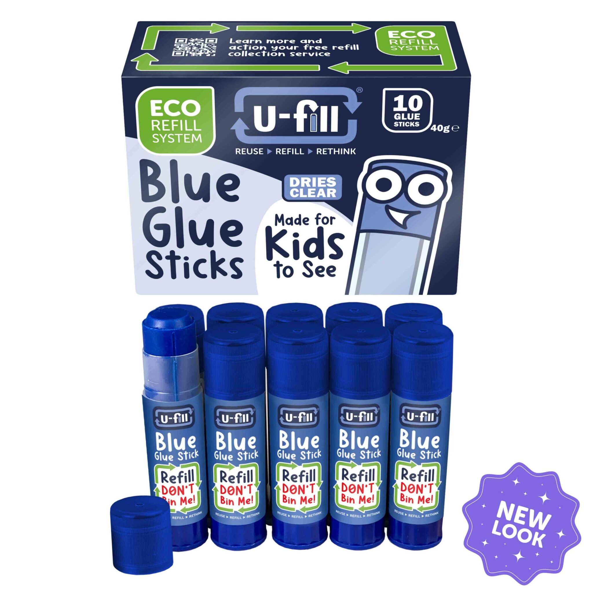 Plakstift Blauw | 10 stuks | Hervulbaar