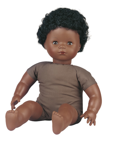Pop met haar | Zacht lijf | Jongen Afrikaans | 40 cm