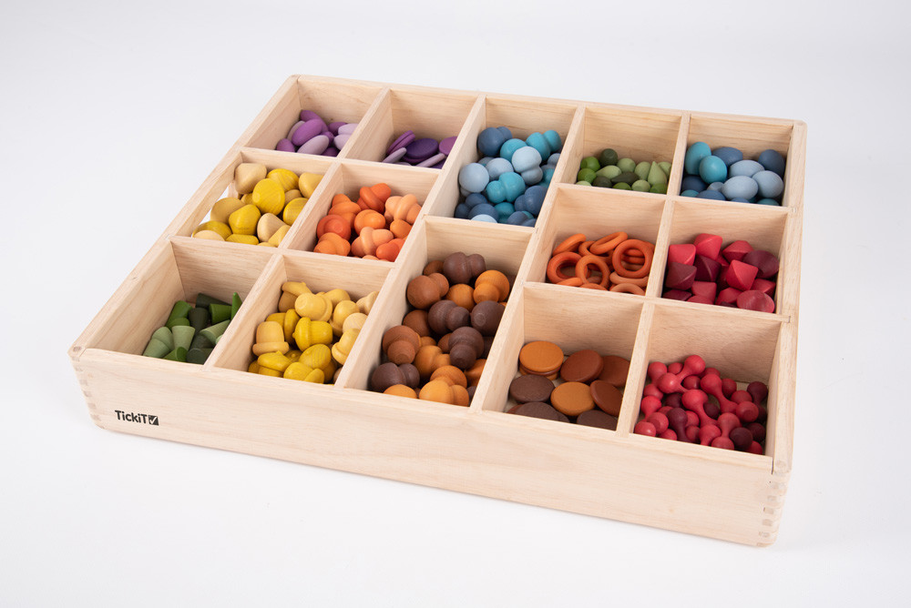 Houten sorteerset inclusief sorteerbak