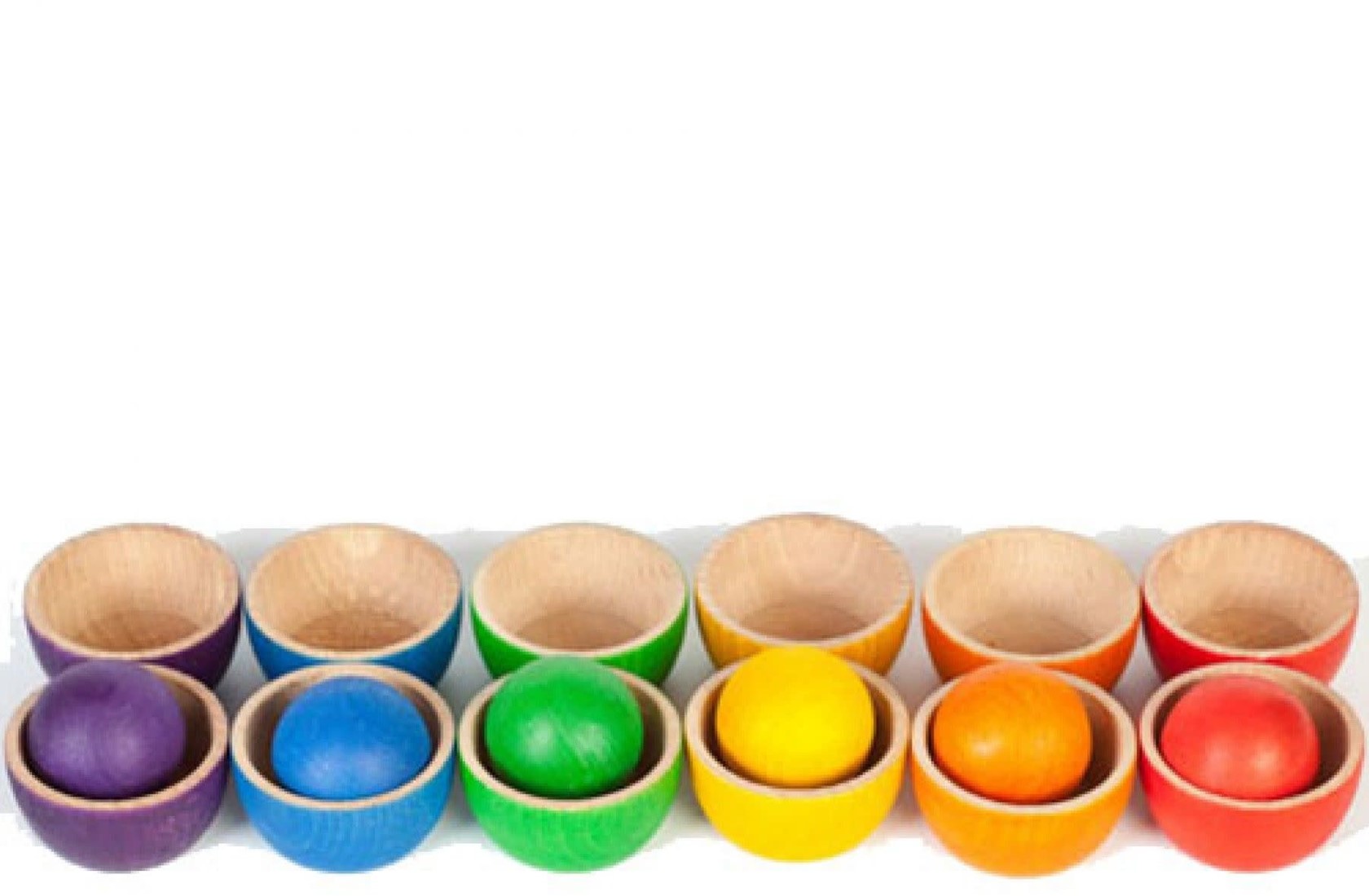 Houten schaaltjes en ballen | 18 stuks | Grapat