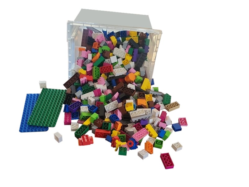 Bouwblokken in kist | 500 stuks (compatible met Duplo blokken)