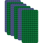 3 x blauw en 3 x groen